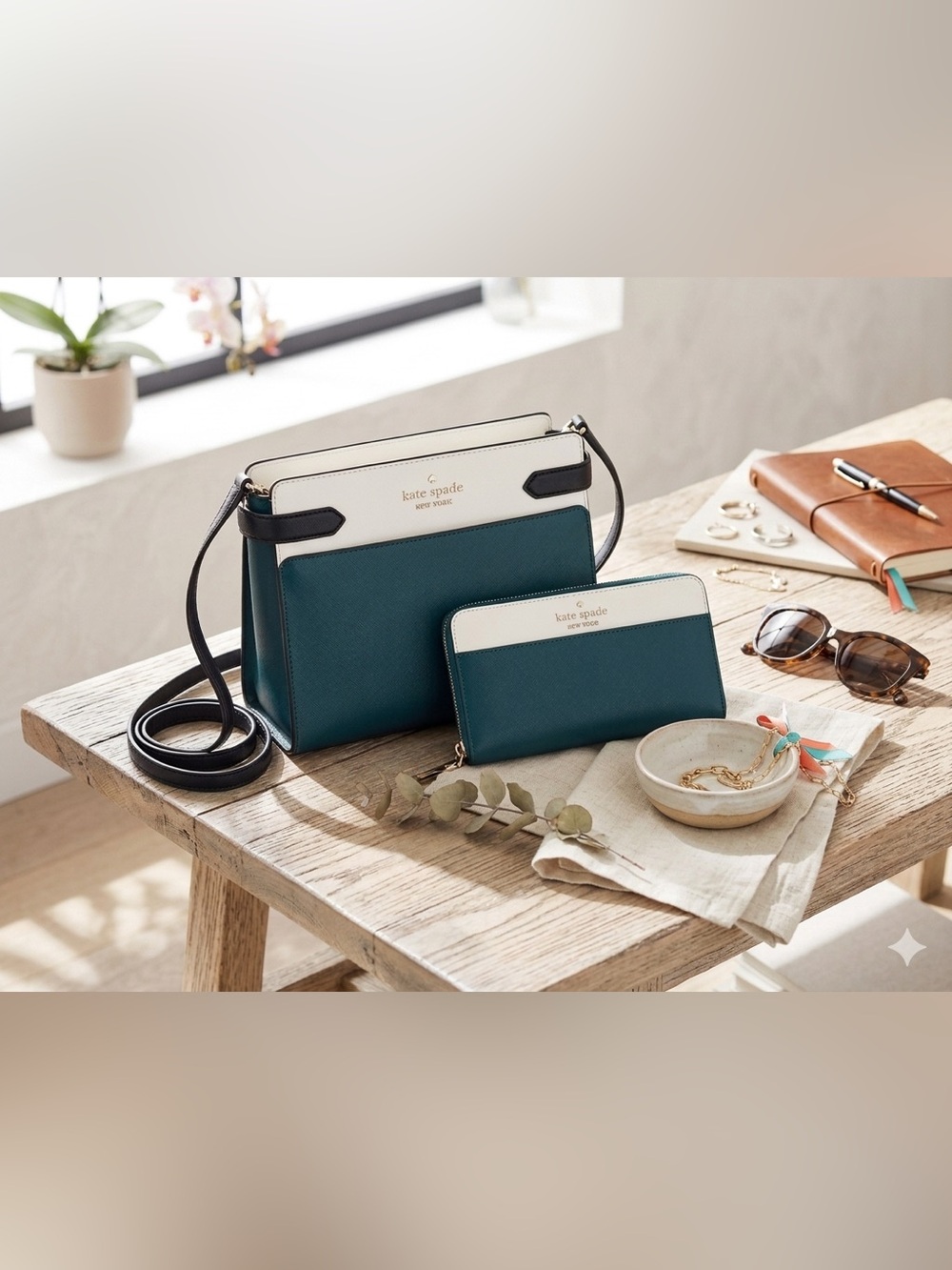 Kate Spade Staci Satchel Crossbody & Wallet Set Peacock Sapphire